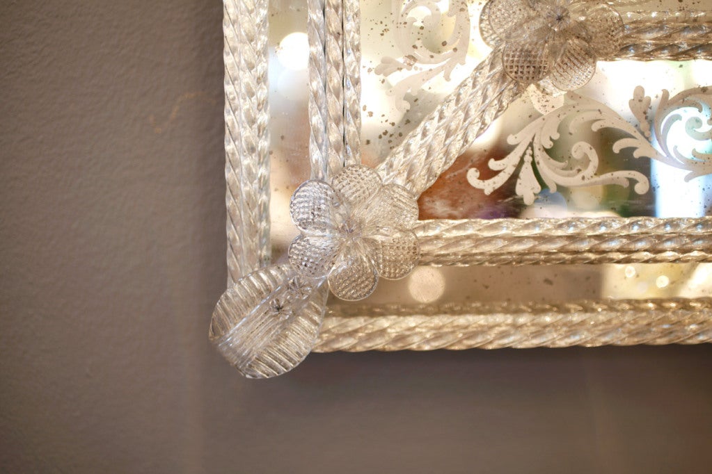 Vintage Venetian Glass Mirror In Good Condition In Austin, TX