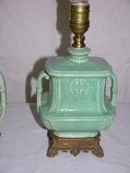 Chinese Pair of  Diminutive Turquoise Glazed Ceramic Lamps