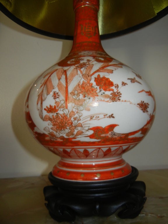 Pair of 19th c  Kutani Porcelain Table Lamps