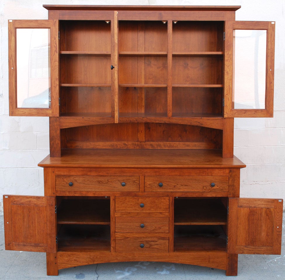 Hand-Crafted Craftsman Style Hutch Made from Cherrywood For Sale
