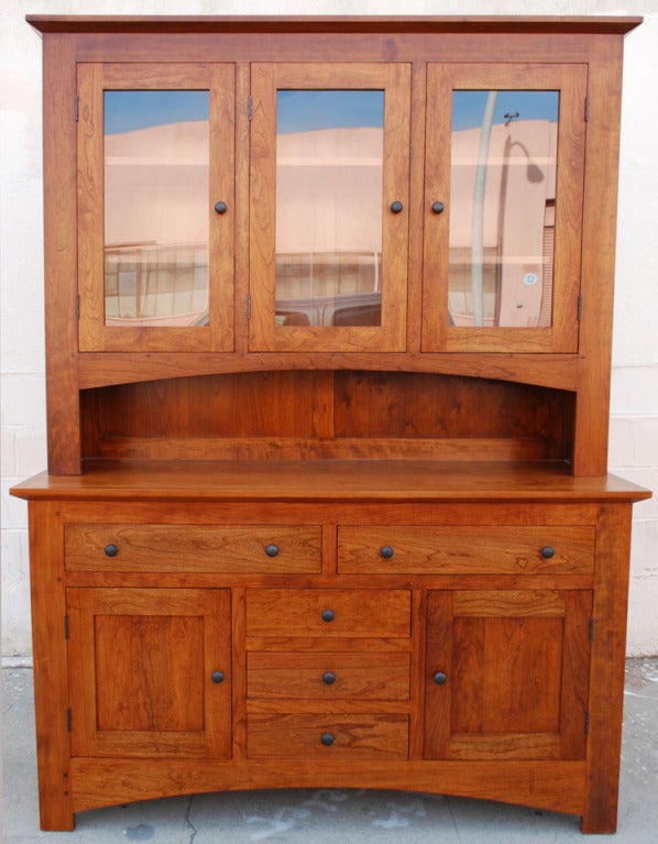 Craftsman Style Hutch Made from Cherrywood In New Condition For Sale In Los Angeles, CA