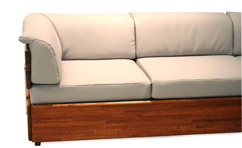 Rare Solid Stack Laminate Oak Sofa by Charles Gibilterra 1