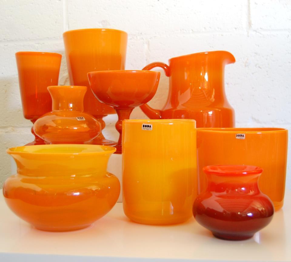 Vintage Swedish Orange Glass Vase by Erik Höglund for Boda 2