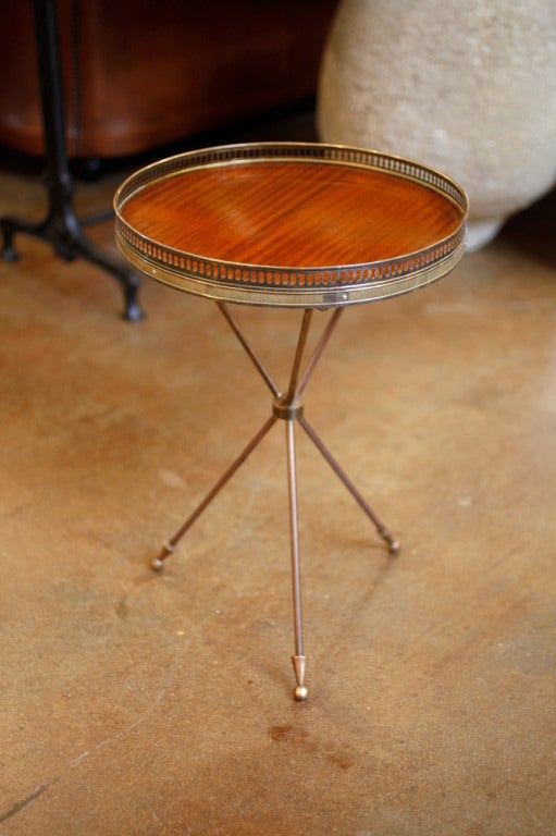 20th Century French Brass and Mahogany Tripod Side Table by Maison Jansen