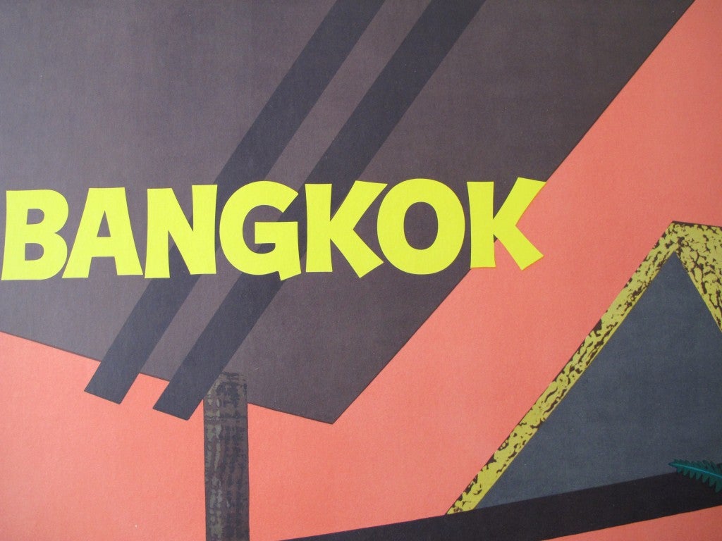 Original 1950s America President Lines Bangkok poster In Excellent Condition For Sale In Montreal, QU