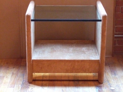 Pair of Karl Springer Suede End Tables In Good Condition For Sale In New York, NY