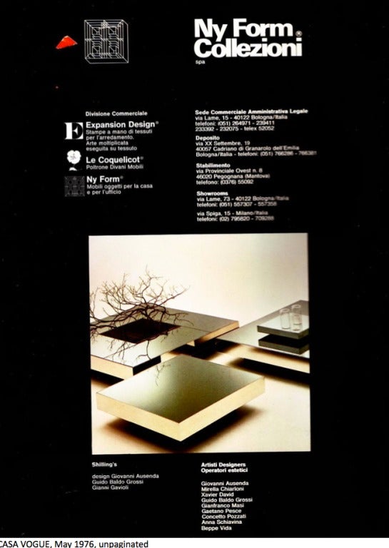 Laminate Inox & Mirrored Shillings Table by Ausenda, Baldo Grossi & Gavioli NY Form 1970 For Sale