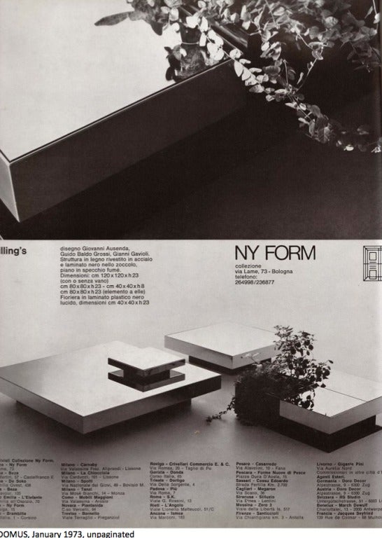 Inox & Mirrored Shillings Table by Ausenda, Baldo Grossi & Gavioli NY Form 1970 For Sale 2