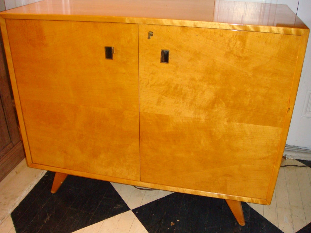 Swedish Flame Birch Cabinet In Excellent Condition For Sale In Bridgehampton, NY