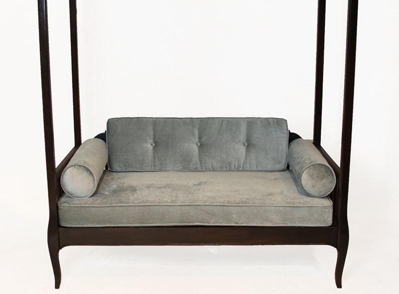 Mid-20th Century Regency Canopy Banquette Daybed Sofa with Original Finish by Faubourg For Sale