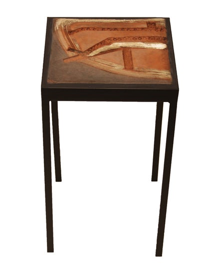 American Unique ceramic tile side table by Marcel Hoessly