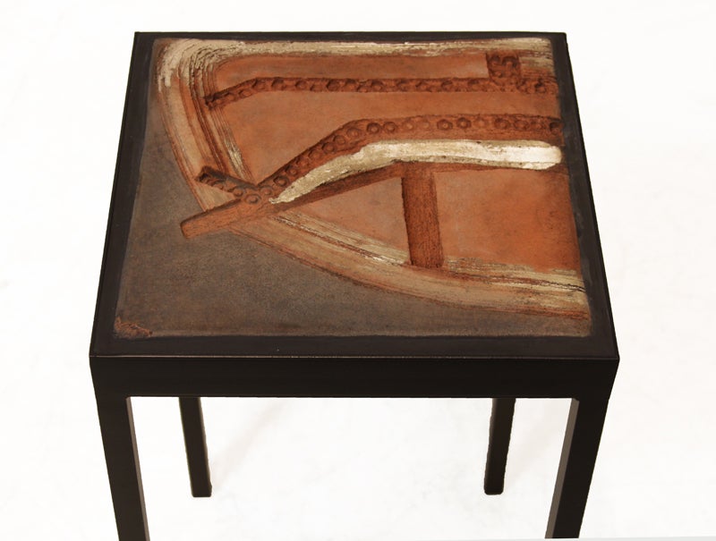 Unique ceramic tile side table by Marcel Hoessly In Good Condition In Hollywood, CA