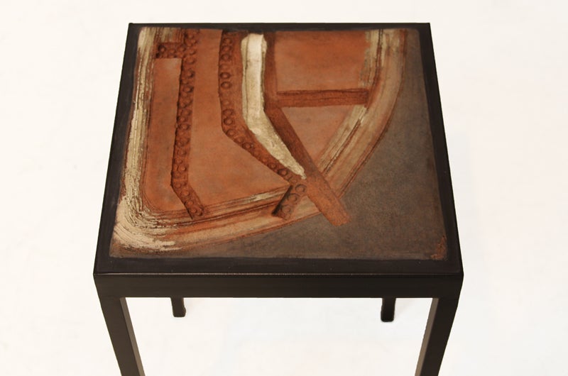 Mid-20th Century Unique ceramic tile side table by Marcel Hoessly