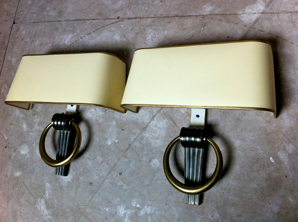 Jean Pascaud Gold Bronze Neoclassic Pair of Sconces For Sale 5