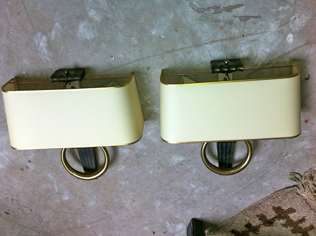 French Jean Pascaud Gold Bronze Neoclassic Pair of Sconces For Sale