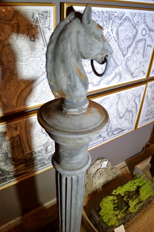 PAIR 19th Century Hitching Posts in Custom Planters 1