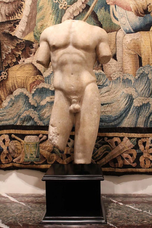 Italian Large and Beautifully Sculpted First Century Ad Classical Roman Torso of an Athl For Sale