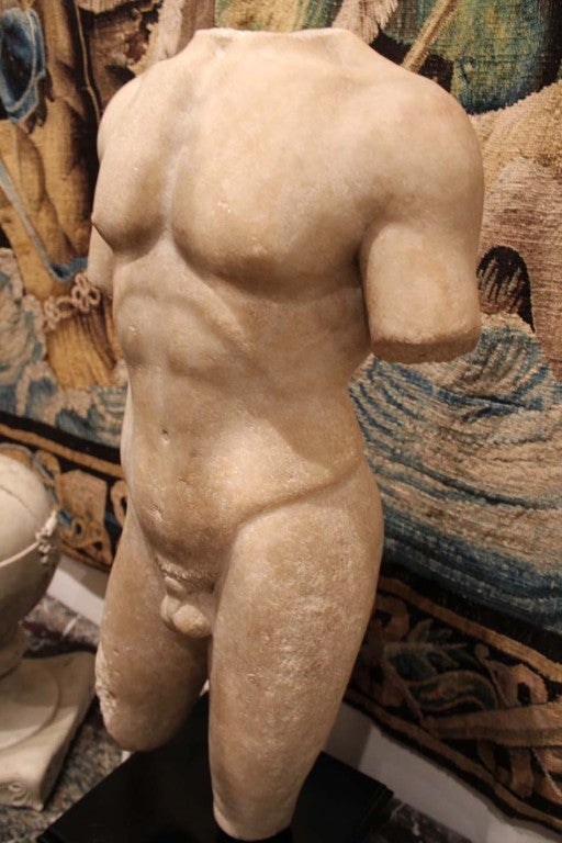 Marble Large and Beautifully Sculpted First Century Ad Classical Roman Torso of an Athl For Sale