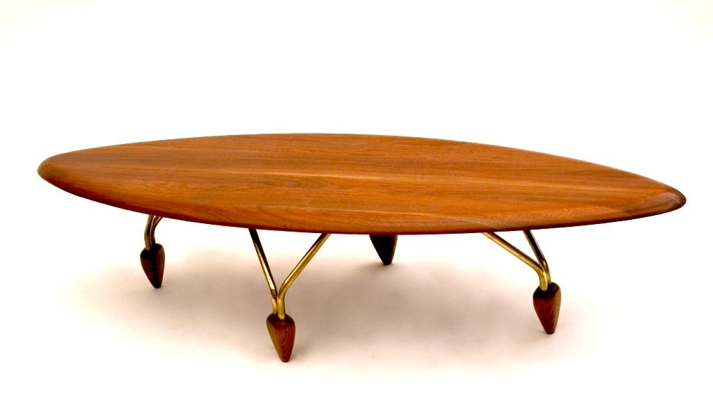 Mid-Century Modern John Keal for Brown Saltman Surfboard Coffee Table and End Table
