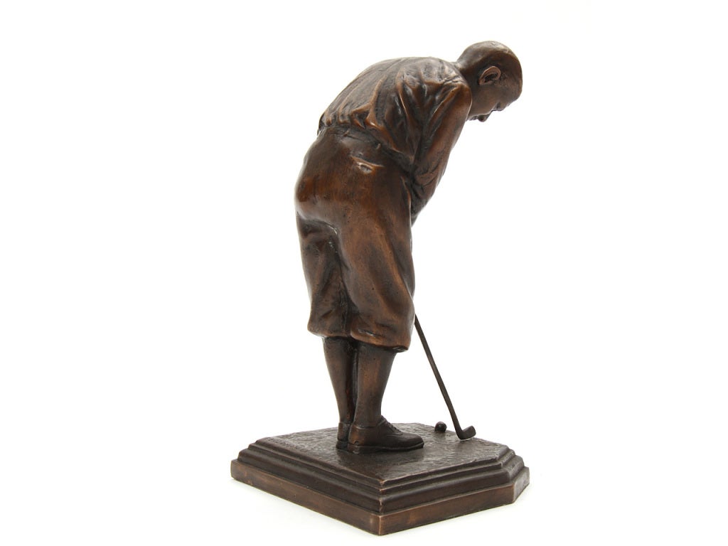 American Bronze Golf Sculpture Bookends by Edwin Everett Codman