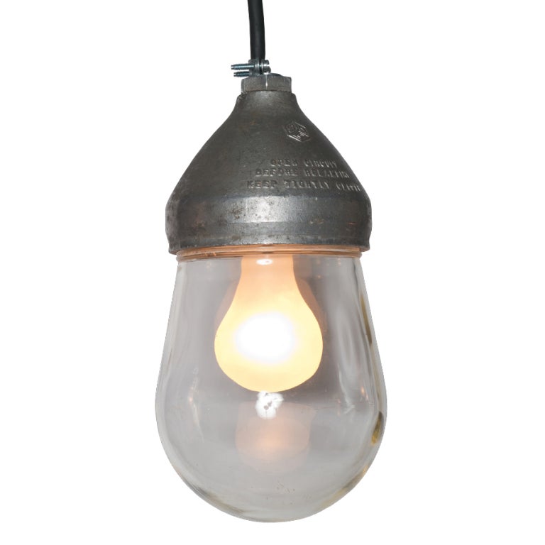 Crouse Hinds explosion proof industrial pendants, original porcelain sockets and gaskets.