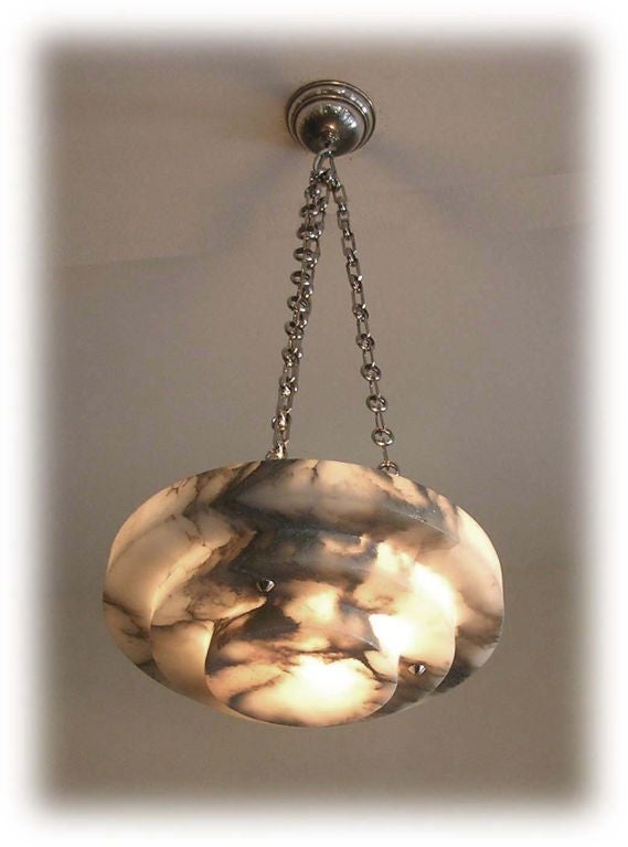 C. 1930 French Carved Alabaster Fixture 4