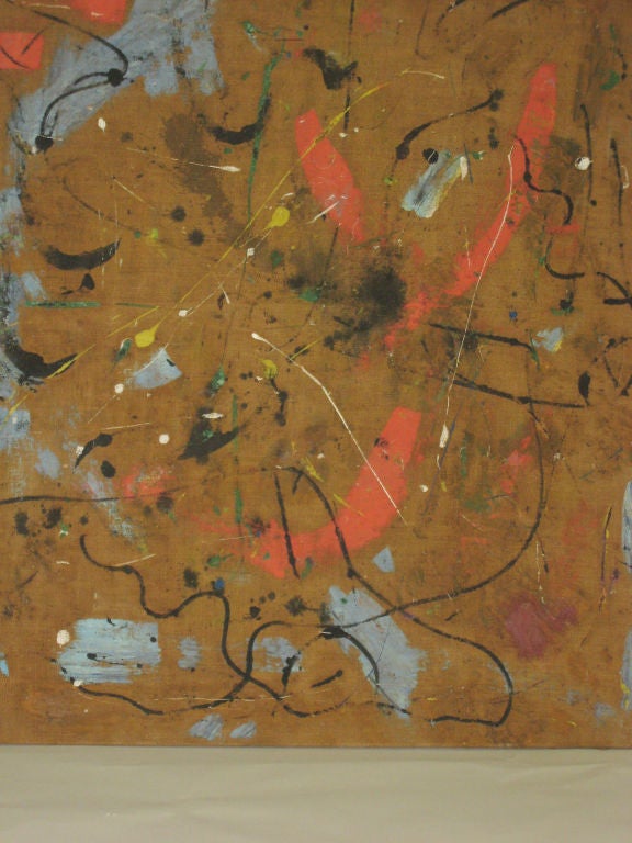 Belgian Large Flemish Midcentury Abstract Expressionist Painting by A.C. Hermkens, 1961 For Sale