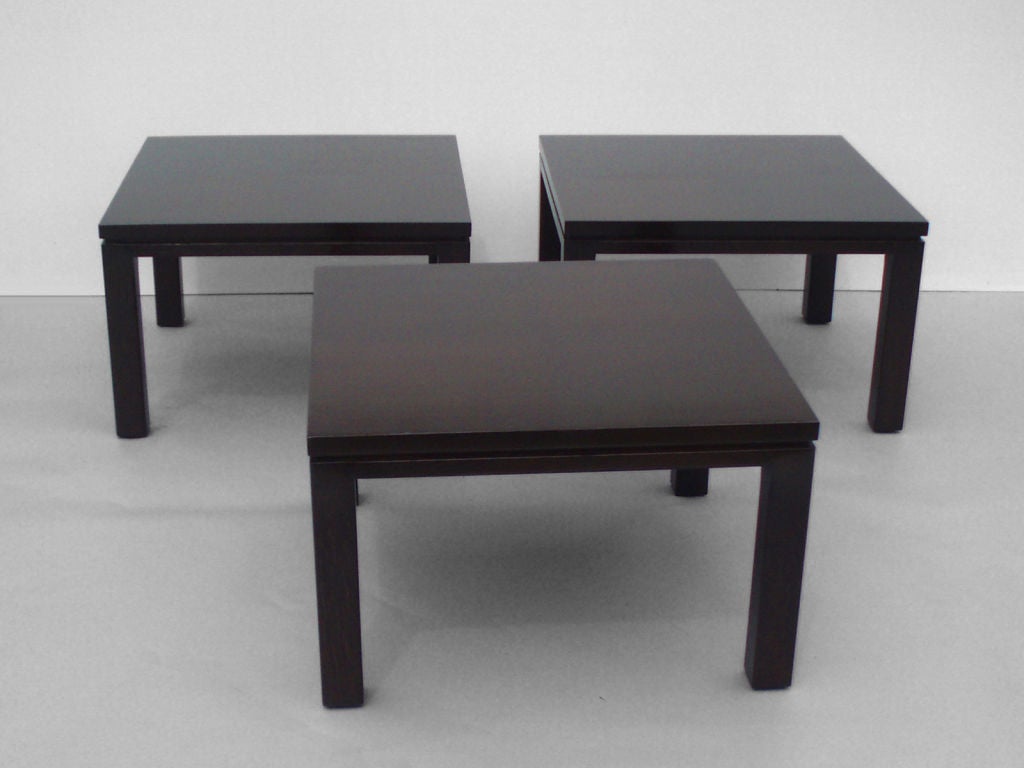 Parquetry Three-Piece Dark Finish Coffee Table