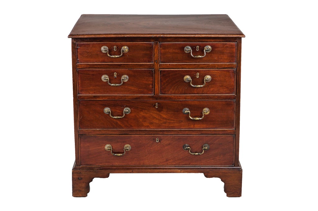 Late 19th Century Mahogany Bachelor's Chest with Brass Handles