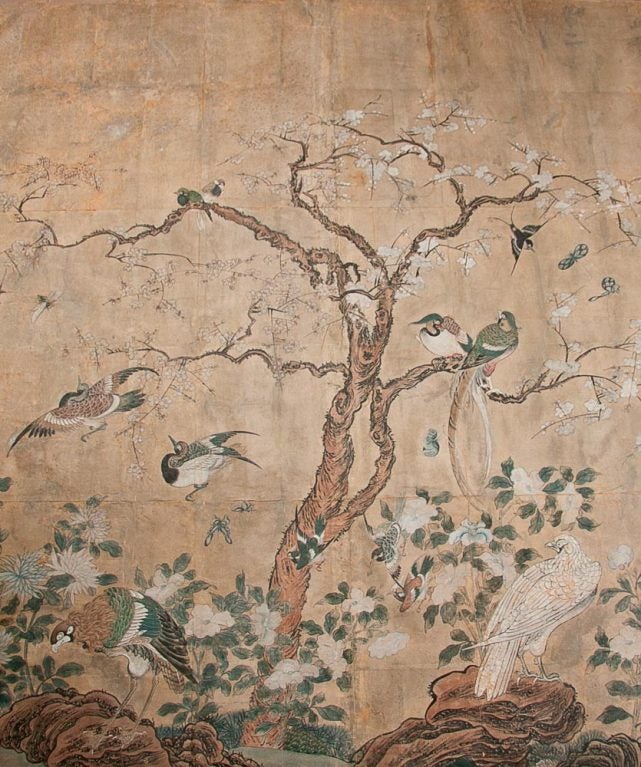 Antique Gracie Chinese Wallpaper Screen 3