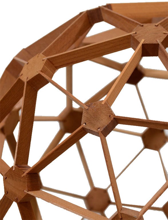 Mid Century Geodesic dome sculpture constructed from pine circa 1960s in original condition in the style of Buckminster Fuller.