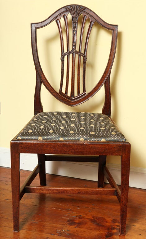 Set of Six Hepplewhite Carved Dining or Game Chairs, circa 1780