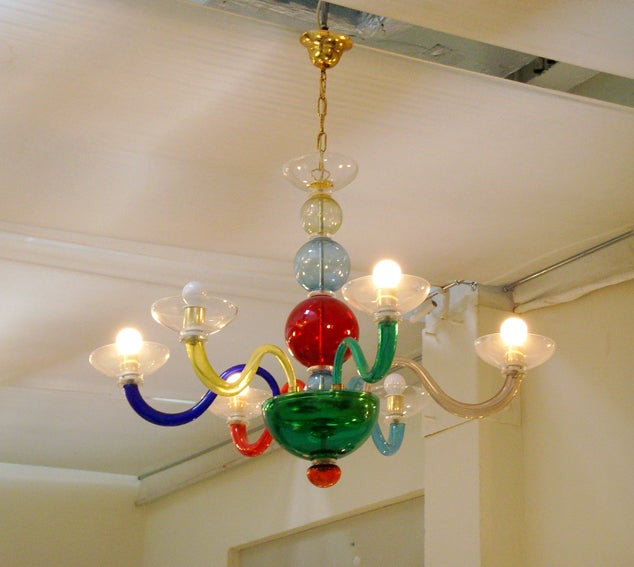 Multicoloured glass chandelier.