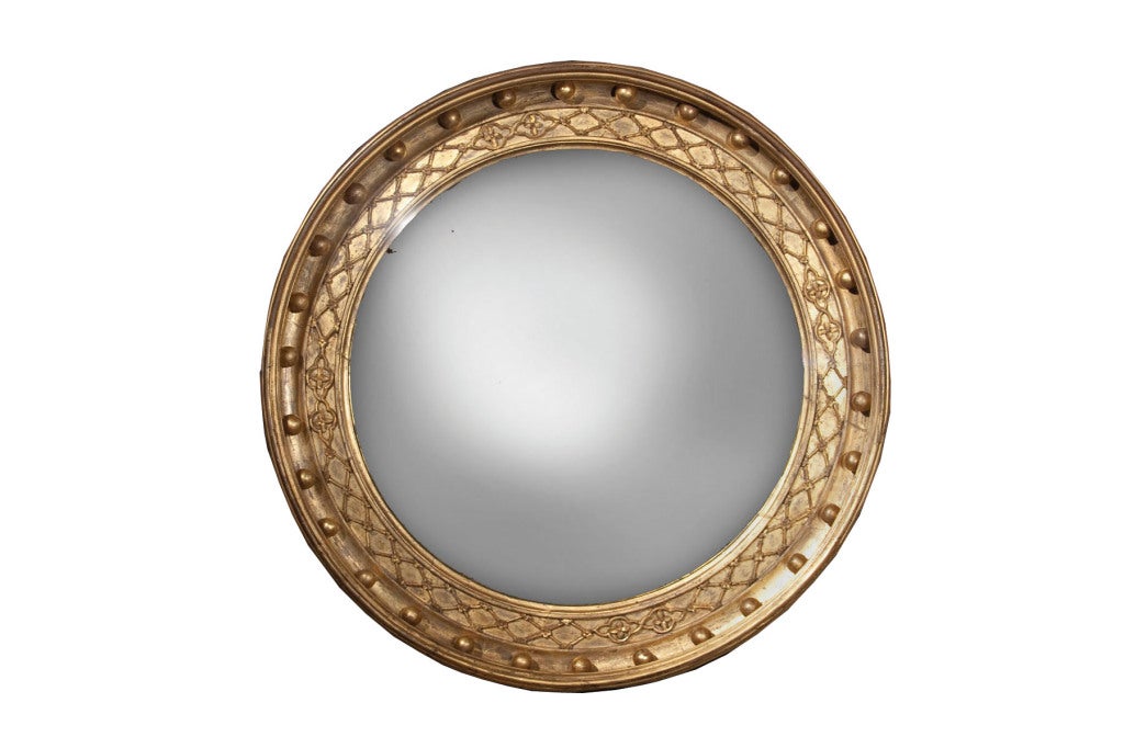 English Large Regency Convex Mirror, circa 1815