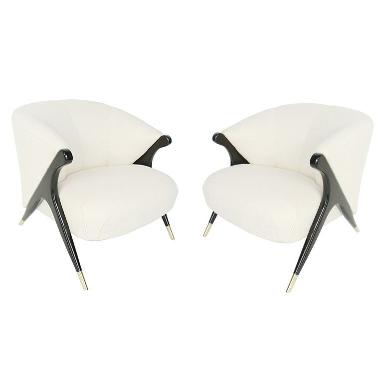 Pair of Sculptural Modernist Lounge Chairs by Karpen 4