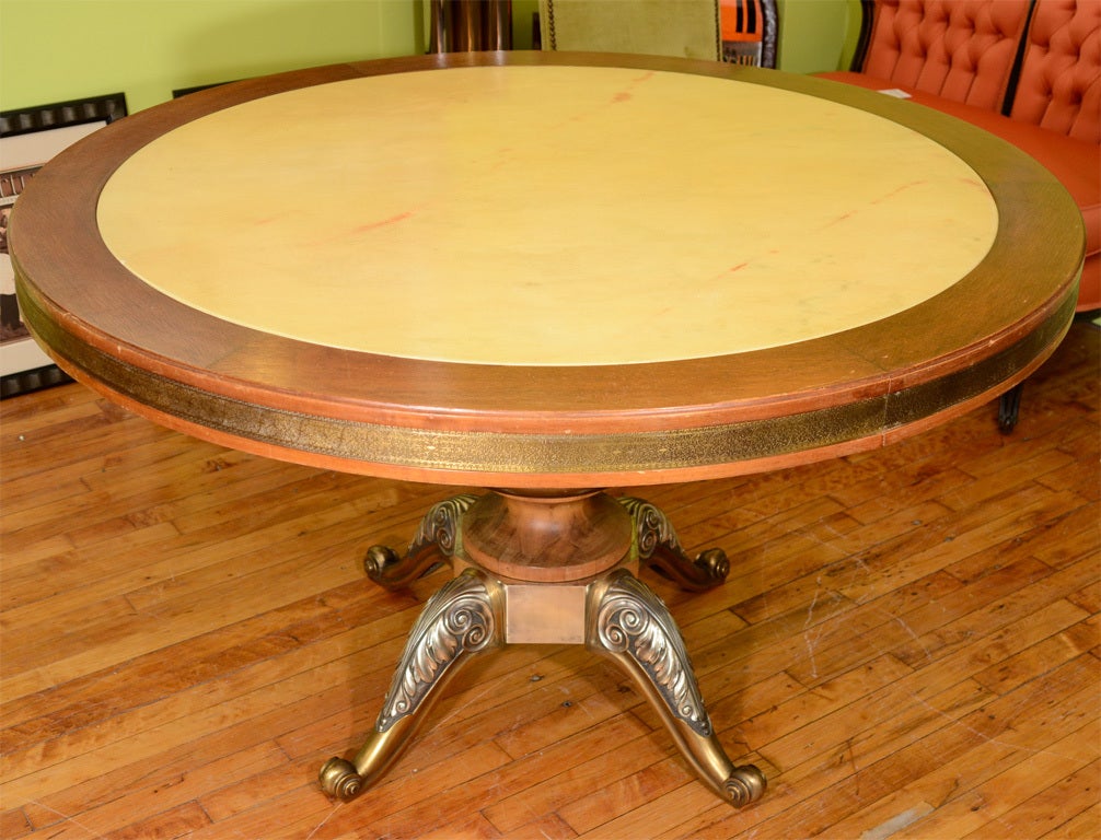 Mid Century Italian Center Table with Inset Marble Top In Good Condition In New York, NY