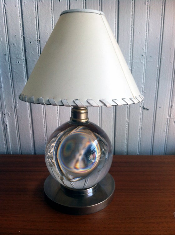 Pair of Baccarat crystal ball art deco table lamps Jacques Adnet In Good Condition In Atlanta, GA