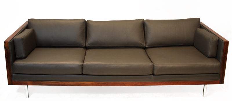 Beautiful Roswood case sofa with sap grain by Milo Baughman