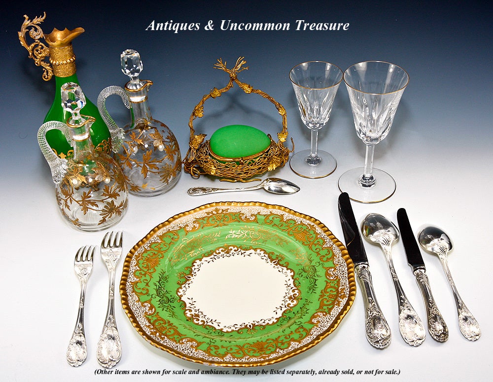 Set: 8 Antique Raised Gold Enamel Dinner Plates, Coalport, UK 6