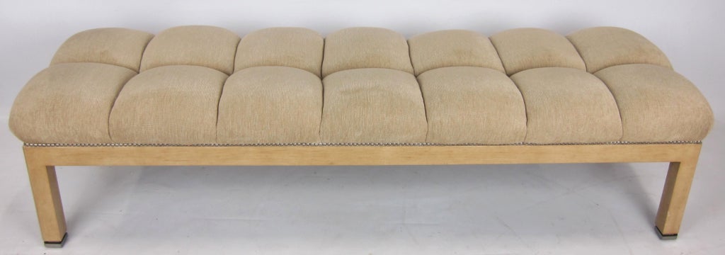 American Long Biscuit Tufted Bench attributed to Jay Spectre