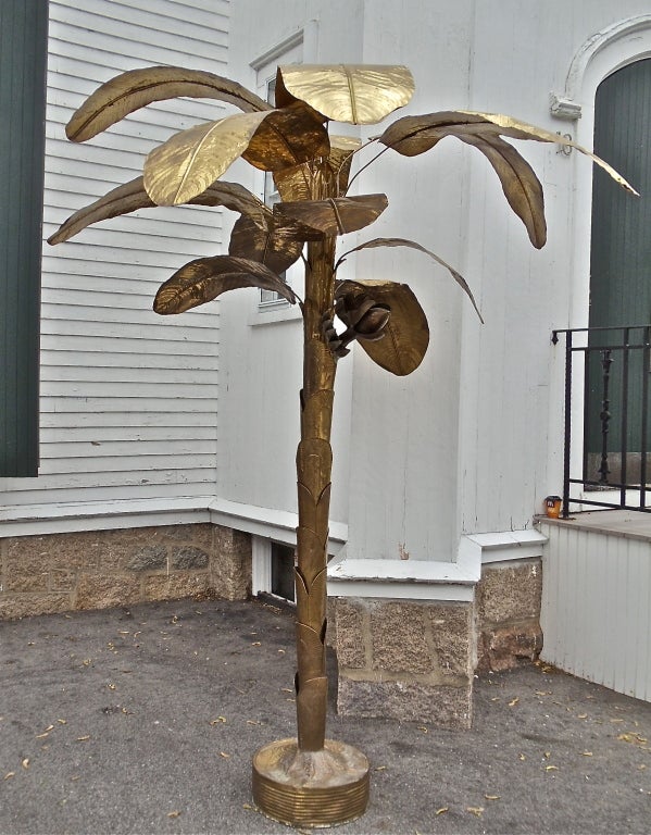 Massive Mid-Century Lacquered Brass Banana Tree 6