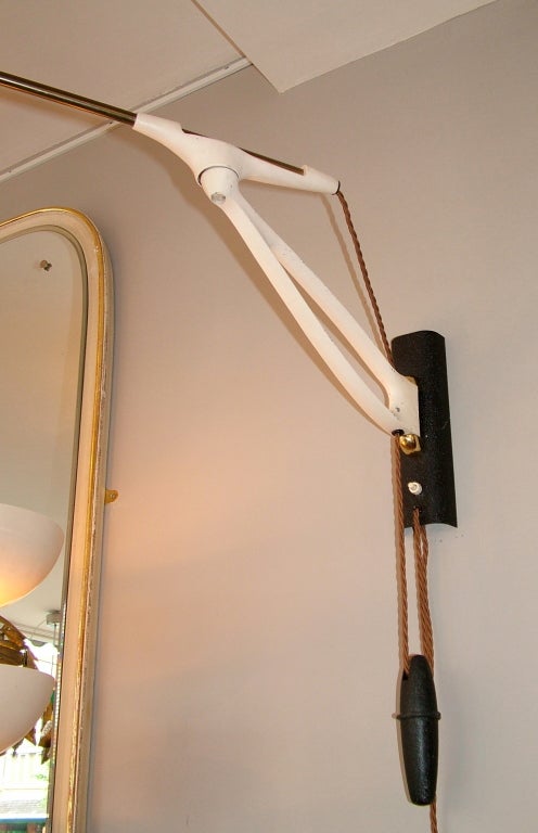 20th Century Large Mid Century Telescopic Weighted Wall Light