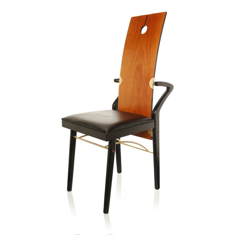 This is a set of five dining chairs by Pierre Cardin, designed around 1983.