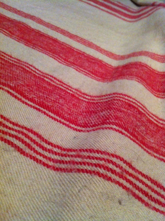 Mid-20th Century Massive 13 Foot Long Striped Wool Blanket For Sale