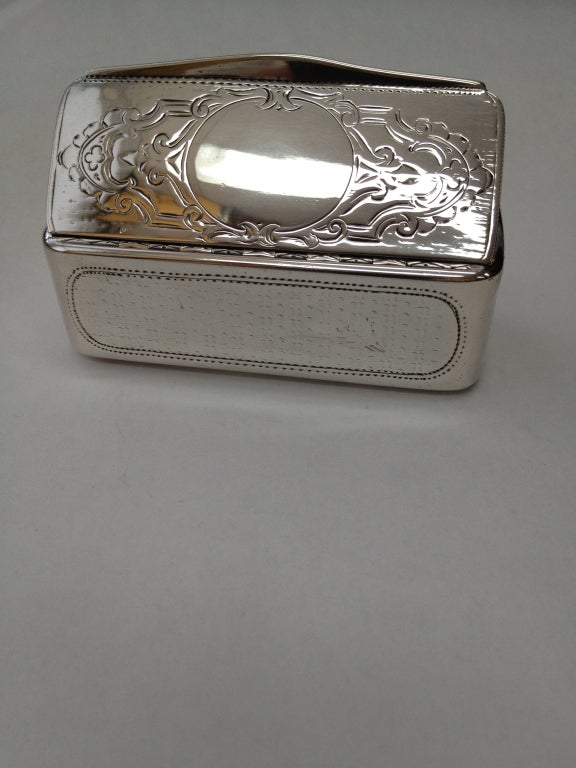 Victorian Vintage Antique Hand Engraved Gilt Interior Silver Tobacco Box, Vienna For Sale