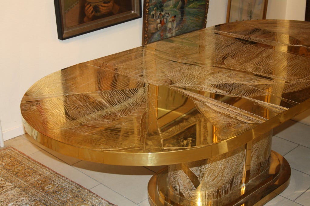 Signed Armand Jonckers Etched Bronze Dining Table For Sale 1