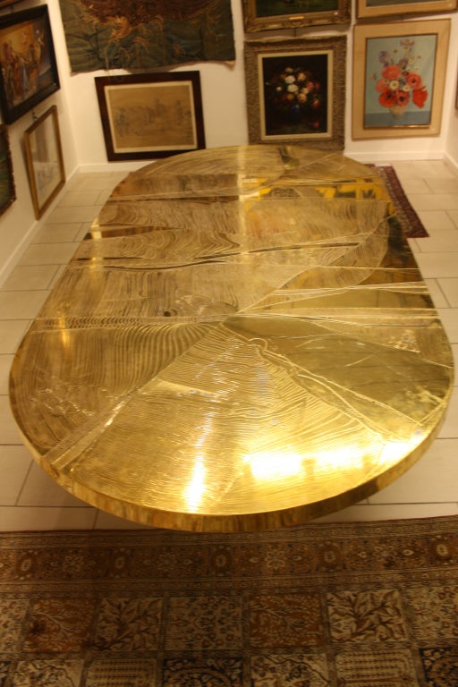 Signed Armand Jonckers Etched Bronze Dining Table For Sale 4