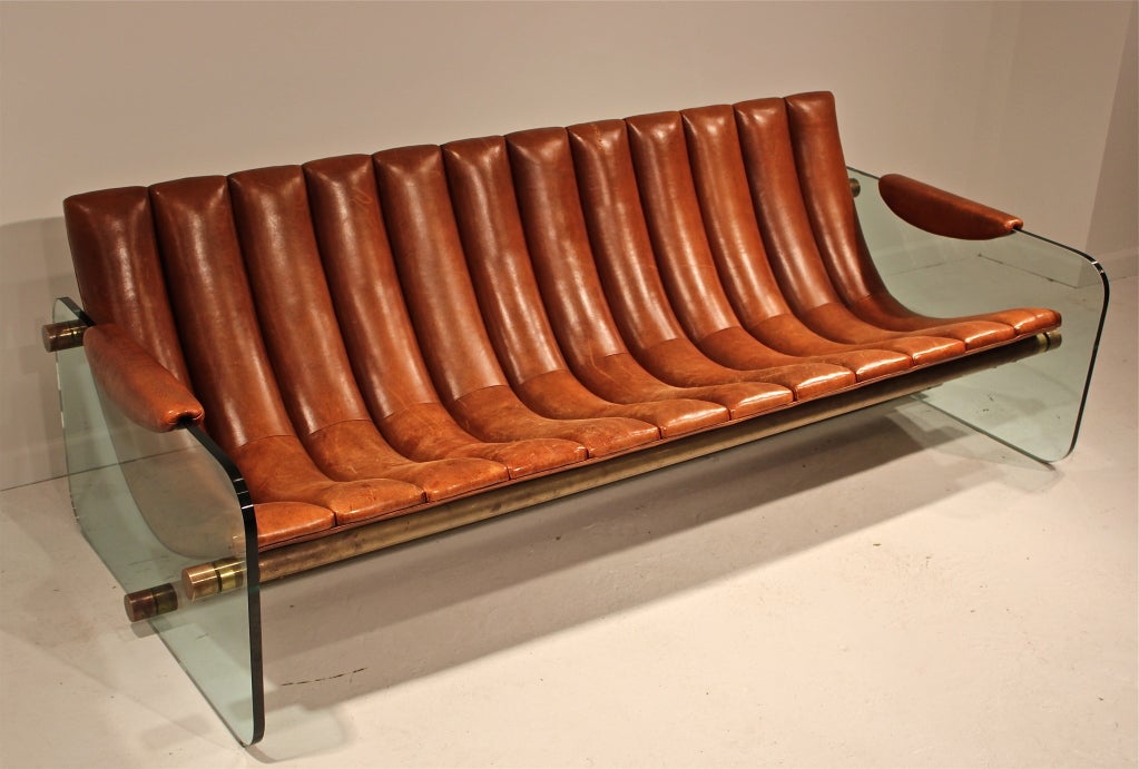 Italian leather sofa attributed to Fabio Lenci