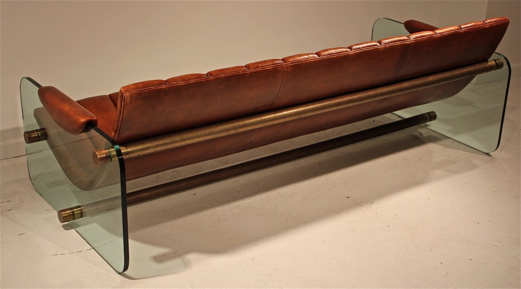 Mid-20th Century leather sofa attributed to Fabio Lenci