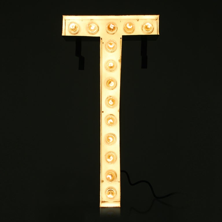 Vintage Theater Marquee Letter T, Lighted